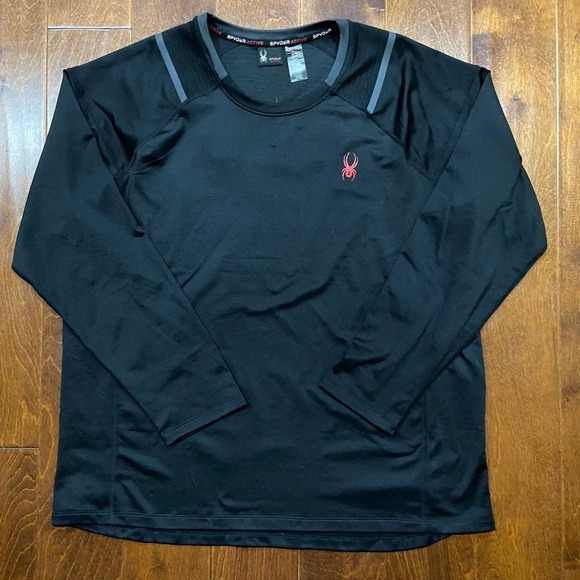 Spyder Active Snow Outdoors Long Sleeve Activewear Black Top Men's Size XL - Picture 2 of 7